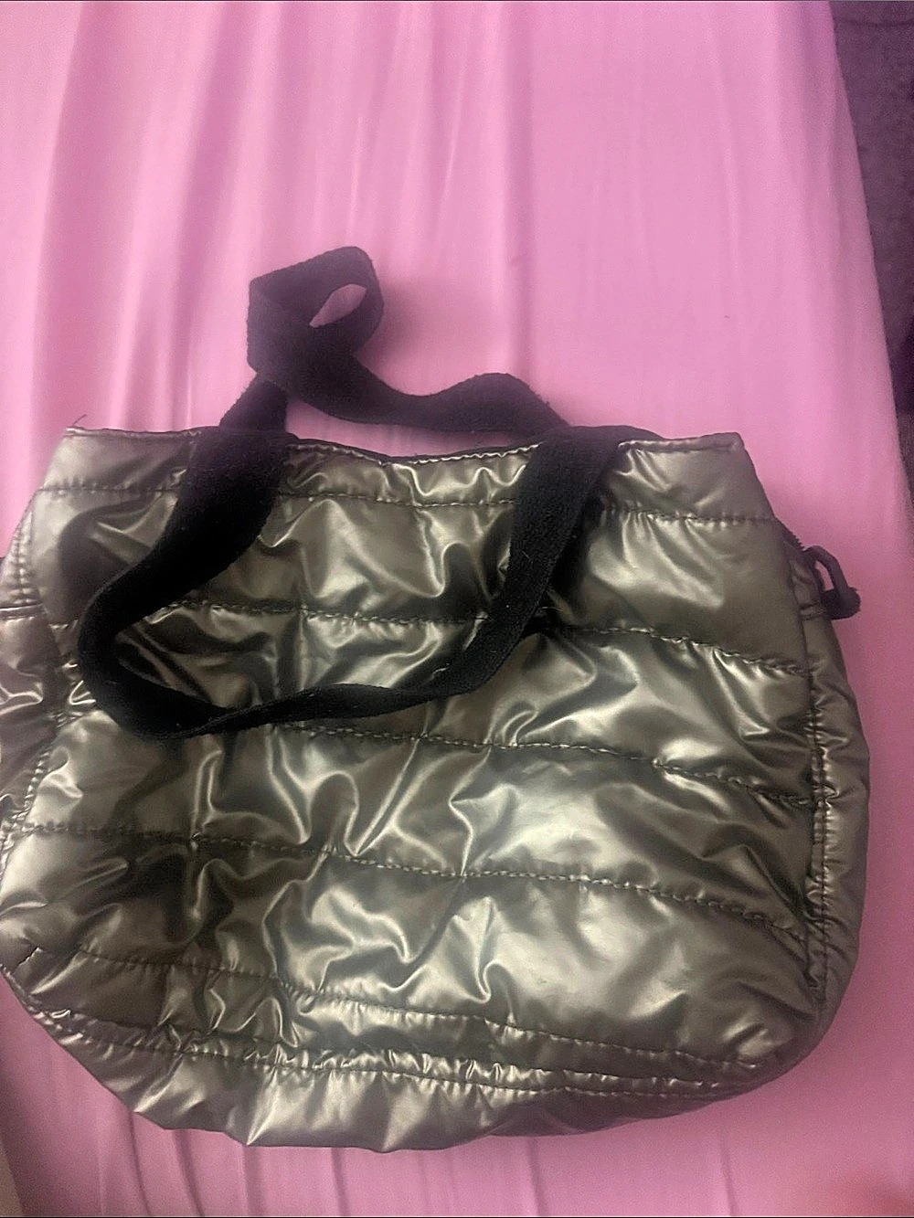 Gap Metallic Puffer Tote Bag Green